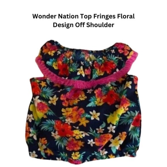 wonder nation Other - Wonder Nation Girls Floral Fringe Top Size 3 Toddler
